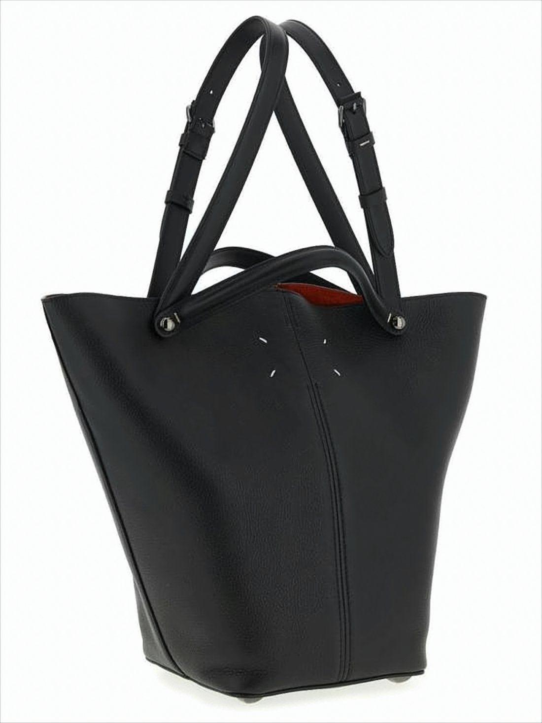 Structured Black Calf Leather Tote Bag