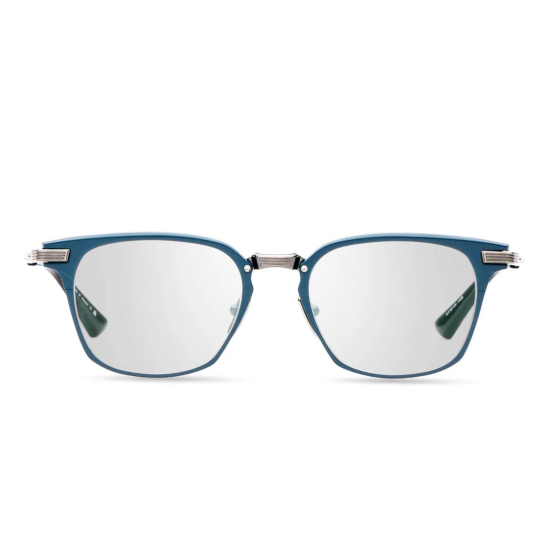Linrcon Rectangular Frame Eyeglasses with Ribbed Silver Temples