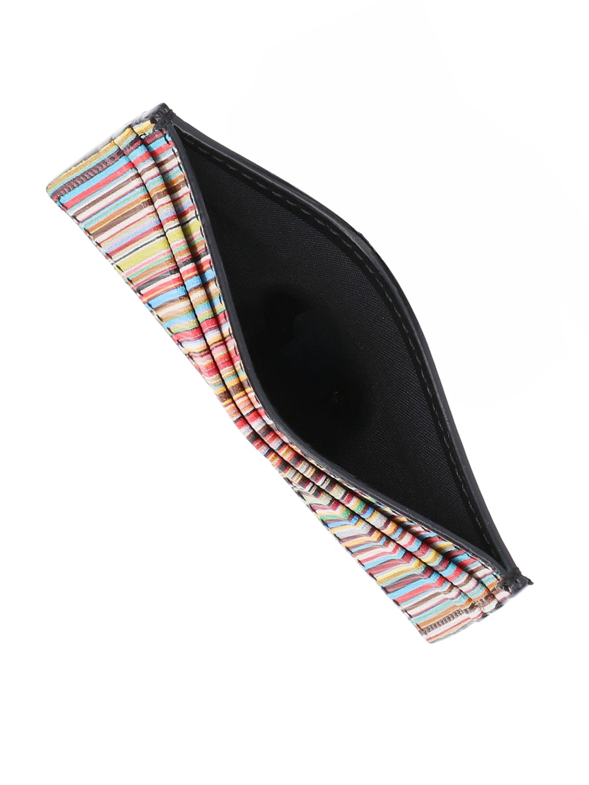 Black Signature Stripe Calf Leather Cardholder
