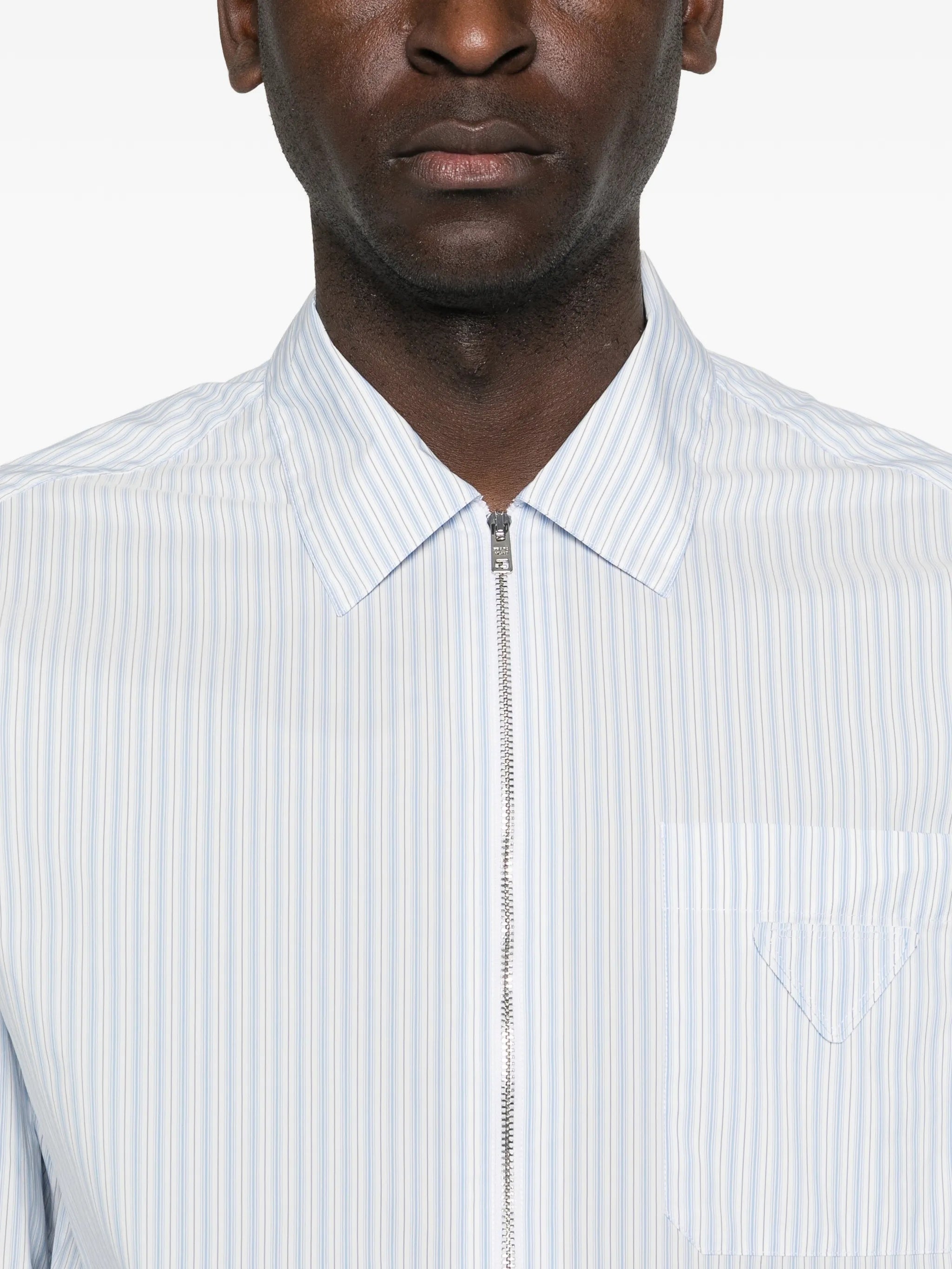 Zip-Up Vertical Stripe Shirt