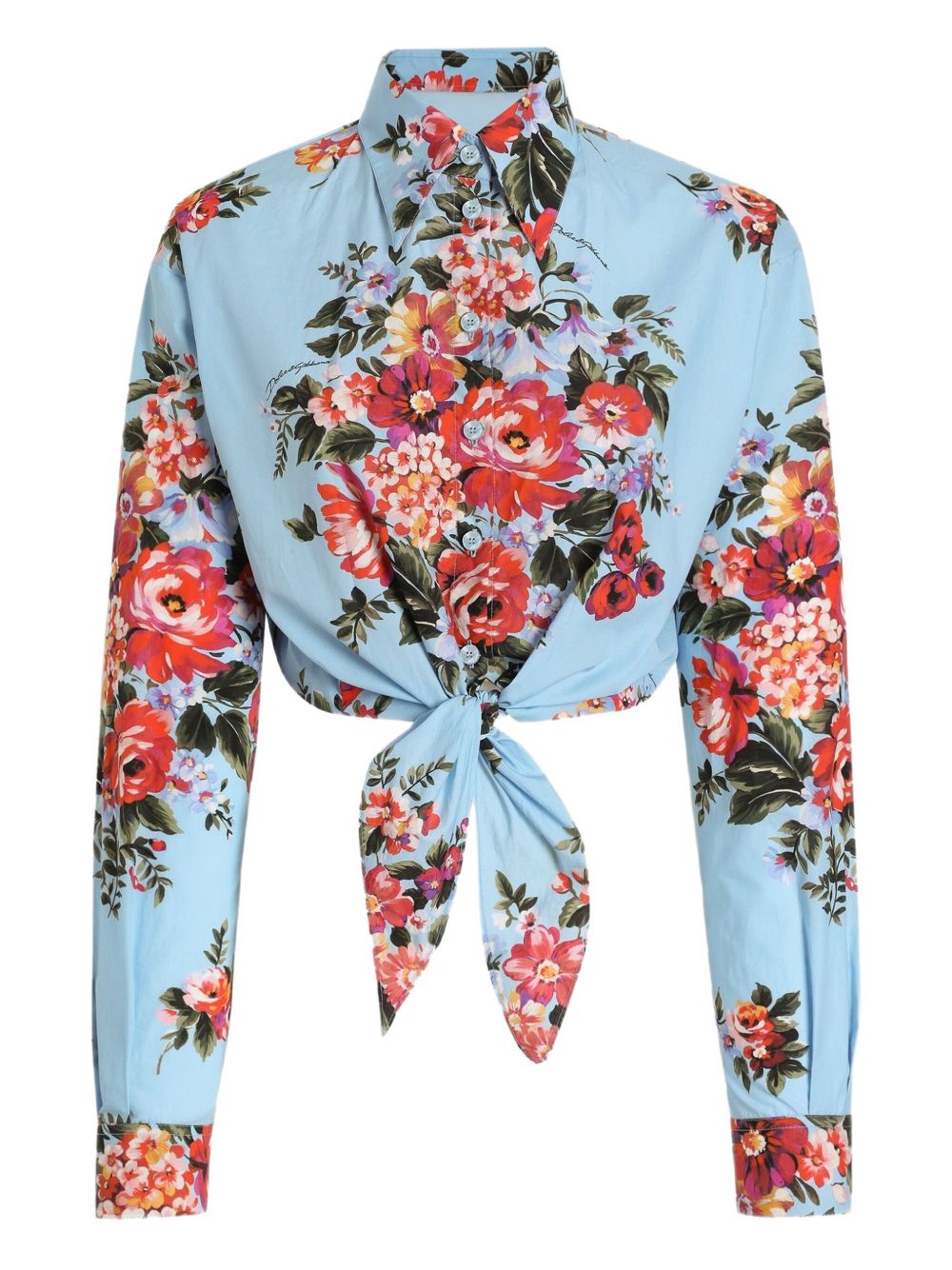 Cropped Floral Print Shirt