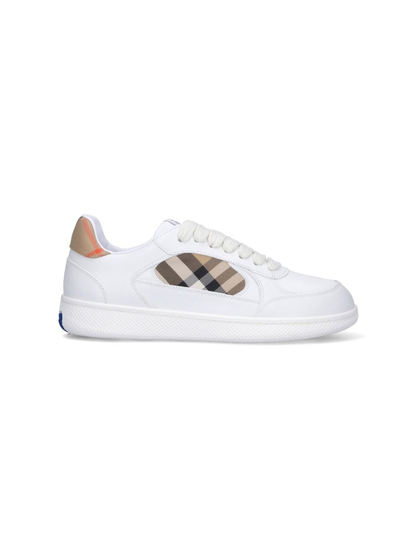 Calf Leather Sneakers With Iconic Check Pattern