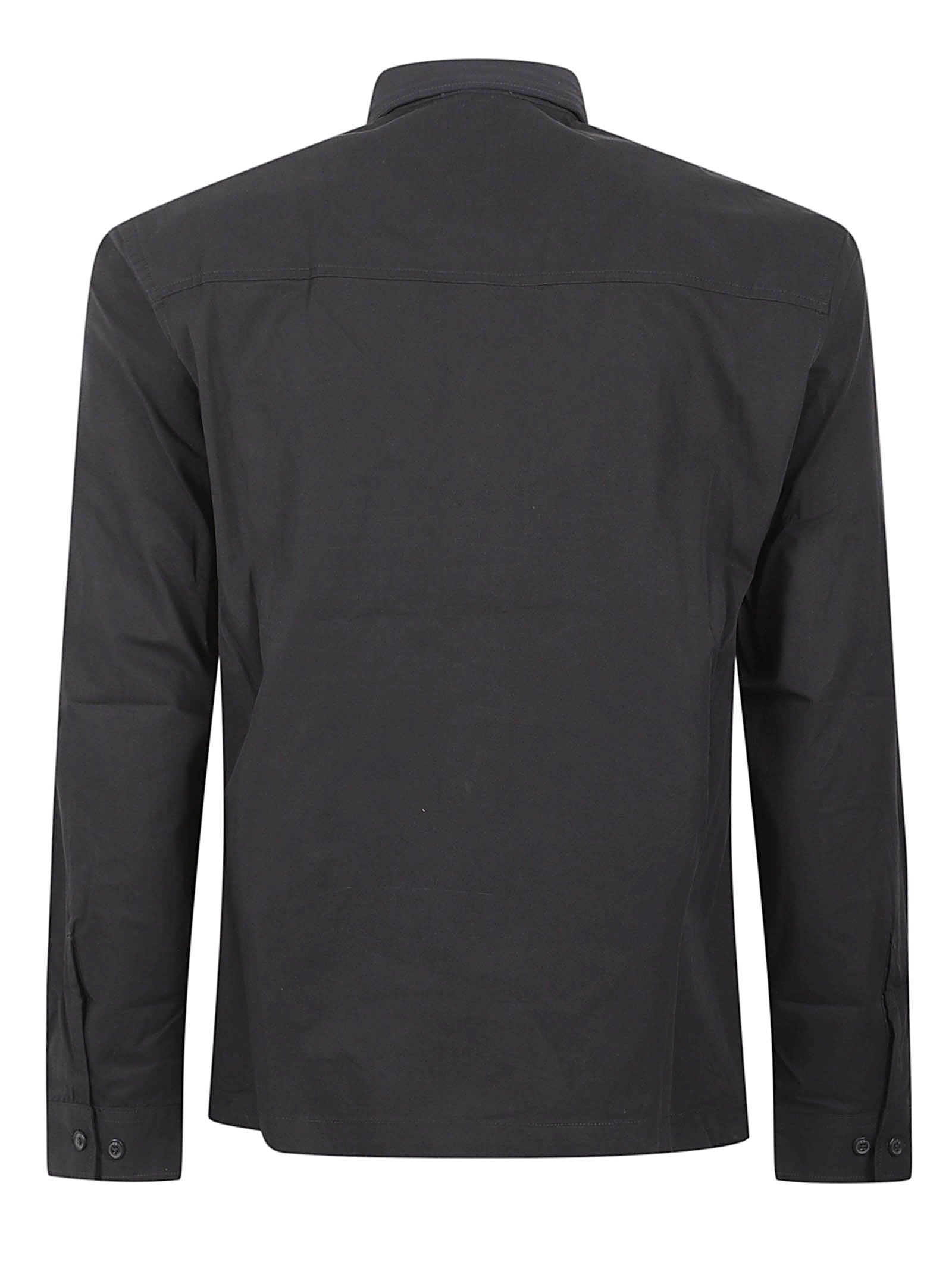 Structured Black Cotton Shirt with Classic Collar