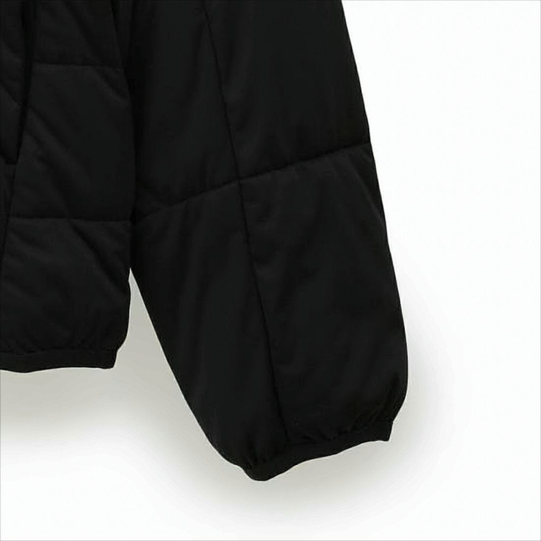 Quilted Black Casual Jacket With High Collar And Zipper Closure