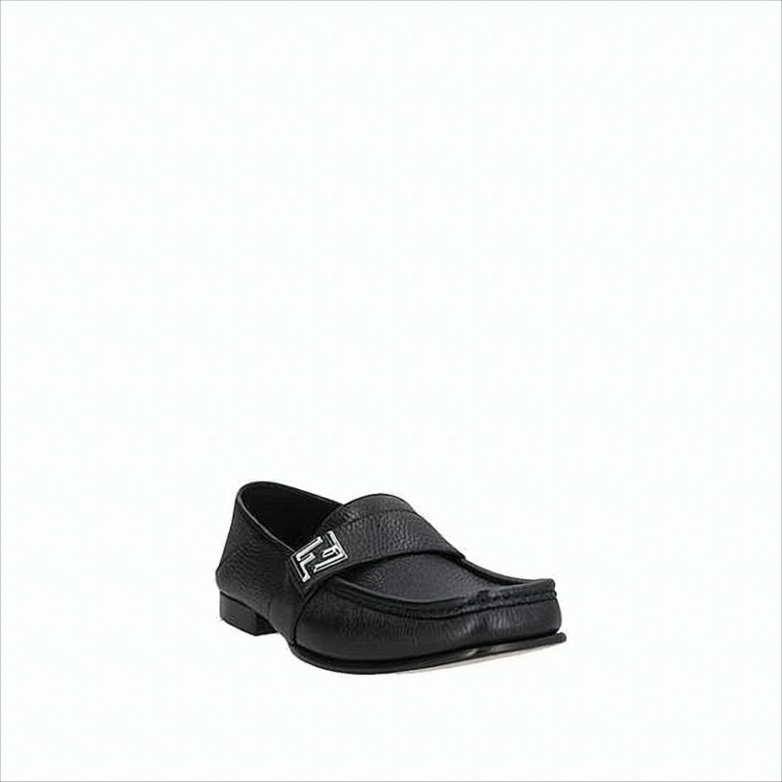 Refined Deer Leather Loafers with Metal Logo Detail