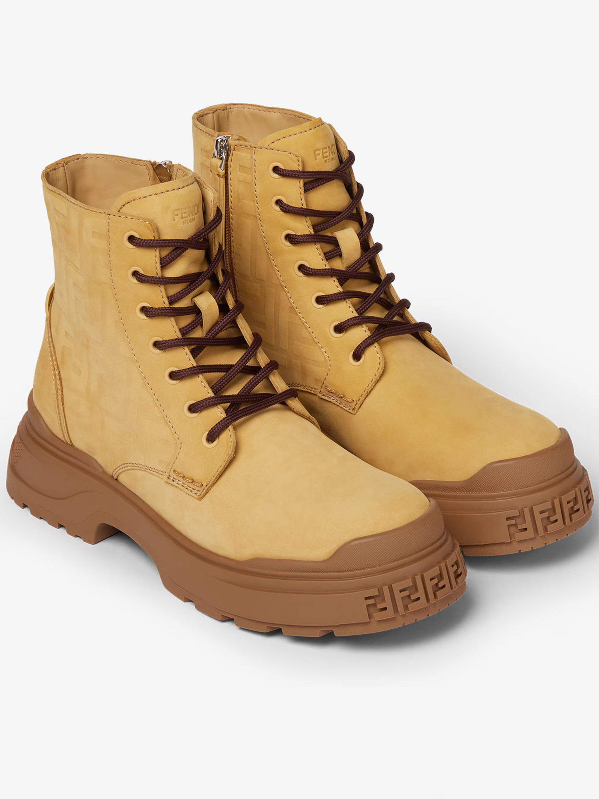 High-Top Nubuck Leather Embossed Pattern Boots