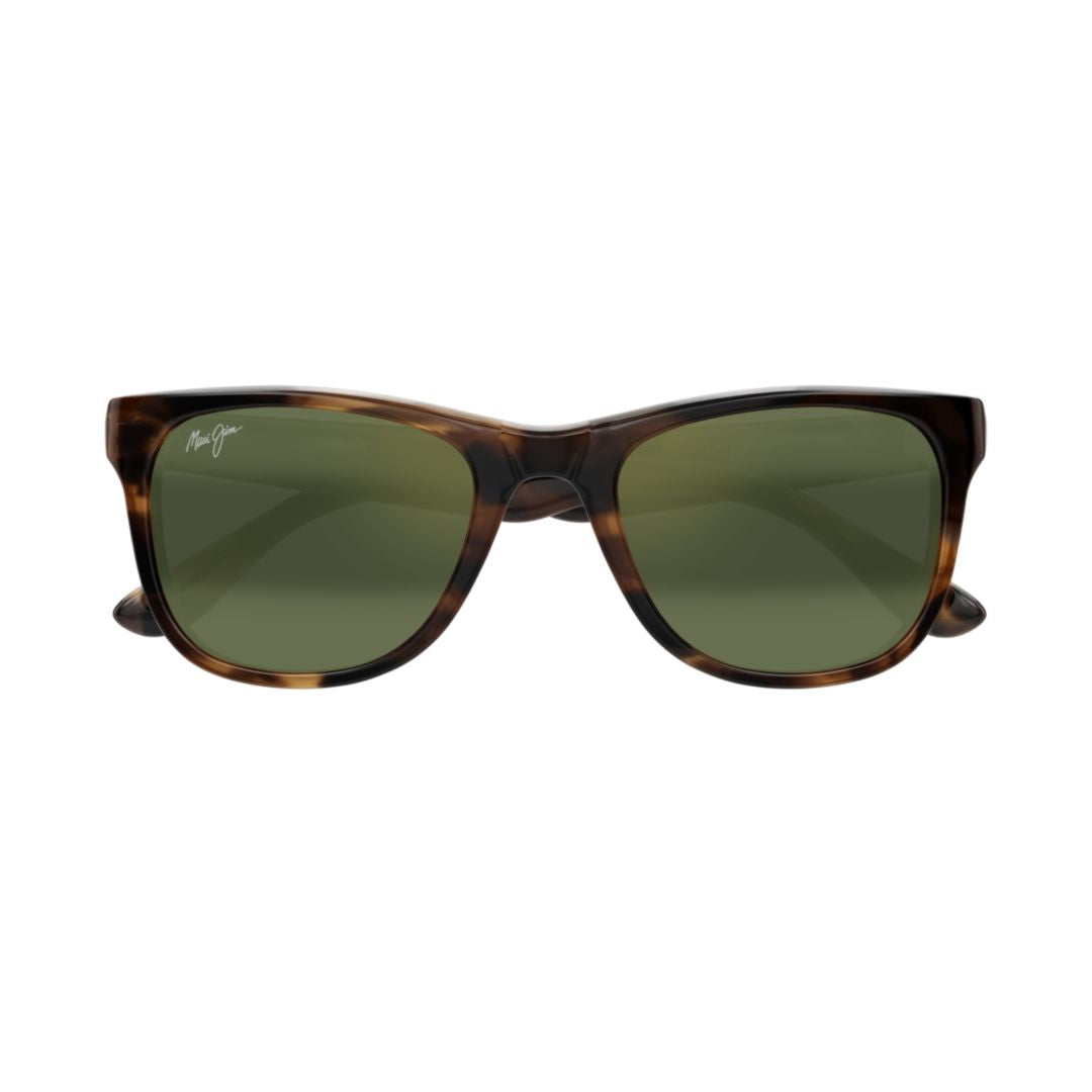 Kikonia Rectangular Tortoiseshell Frame Sunglasses with Green-Tinted Lenses