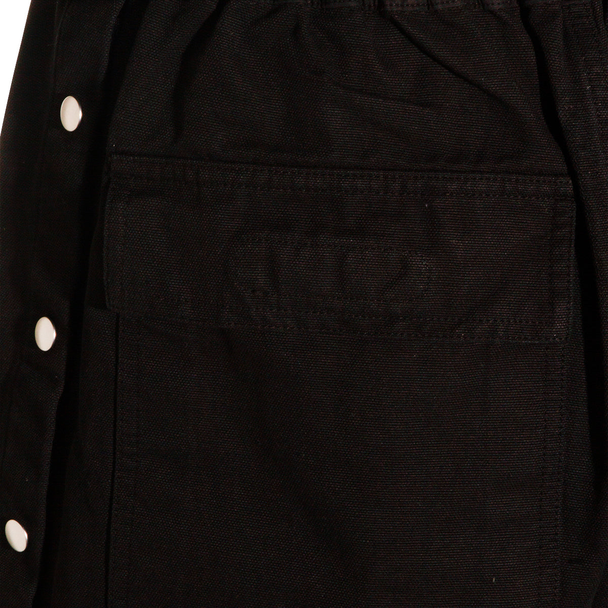 Relaxed Fit Black Shorts With Snap Button Detailing