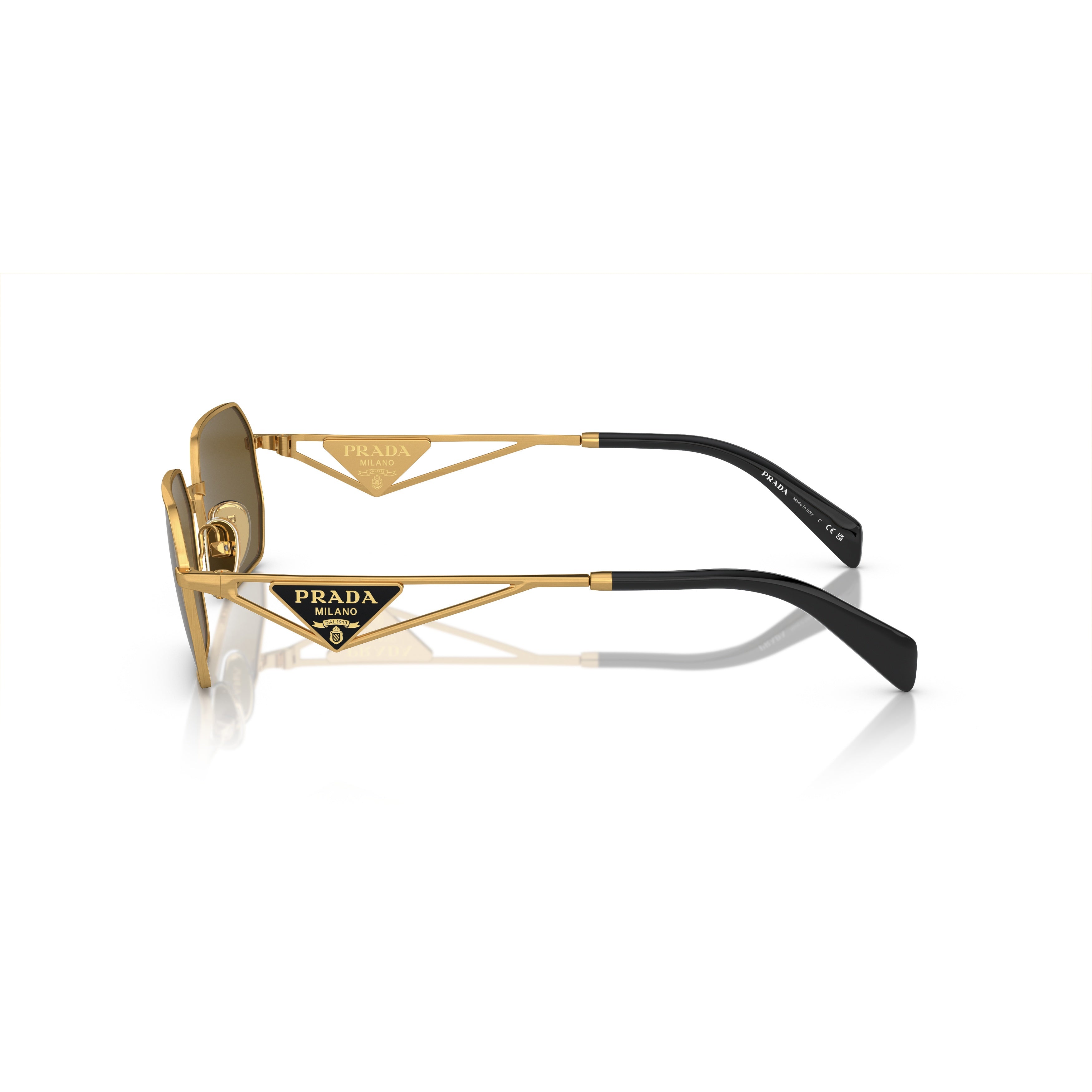 0pr A51s Geometric Gold Metal Frame Sunglasses