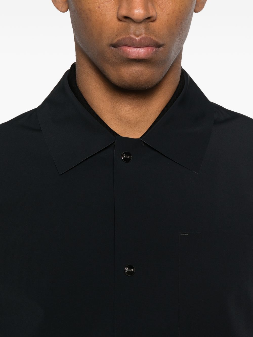 Black Button-Up Shirt with Classic Collar