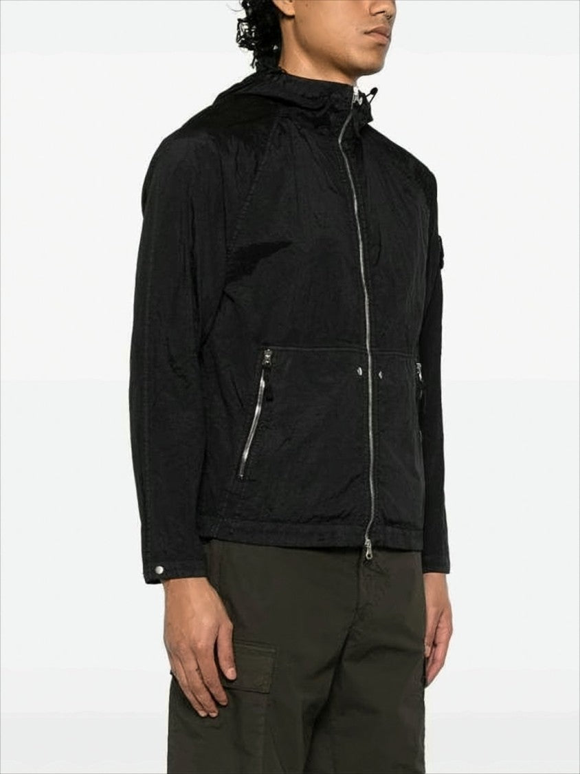 Lightweight Hooded Jacket with Zippered Front and Patch Detail