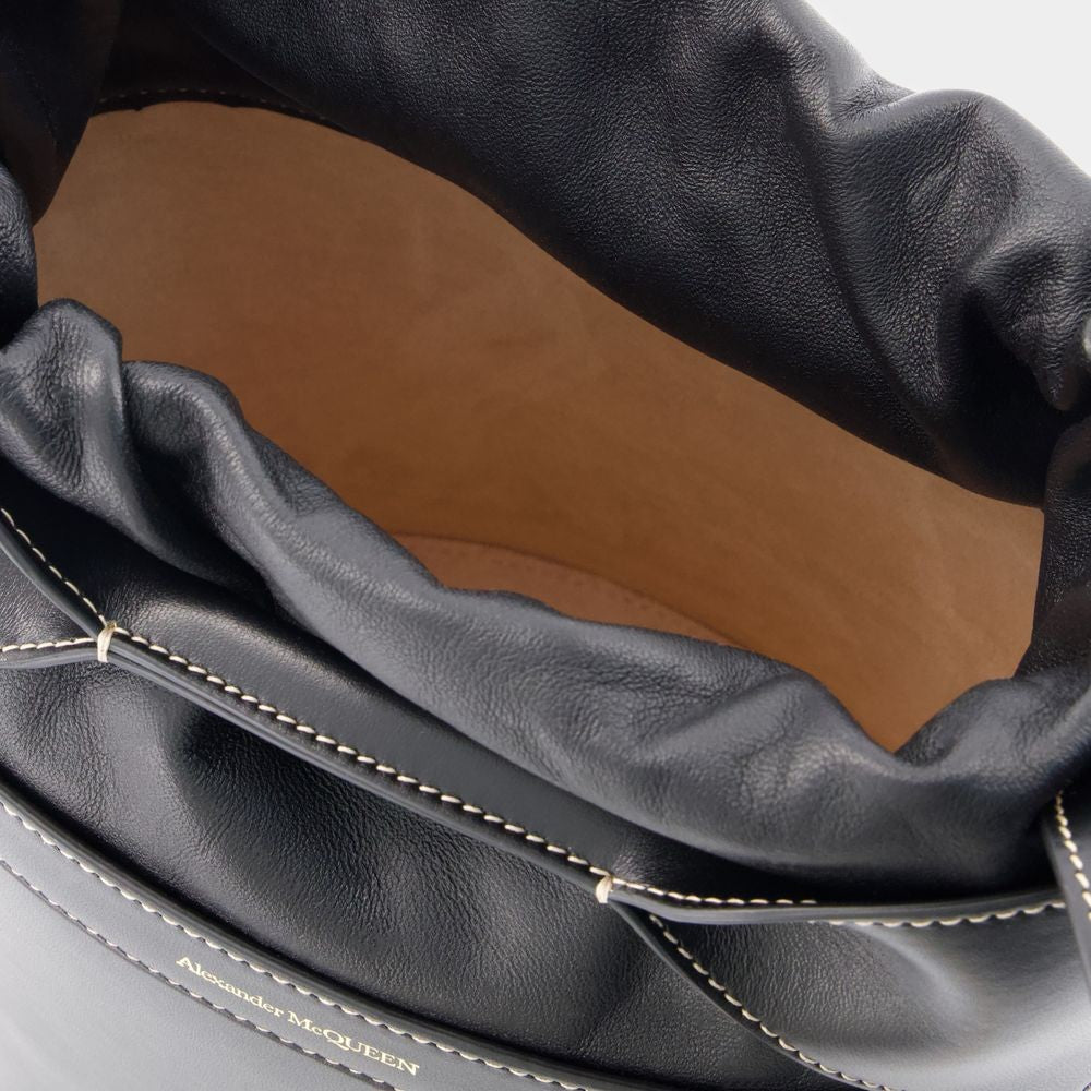 The Bucket Bow Crossbody - Leather - Black