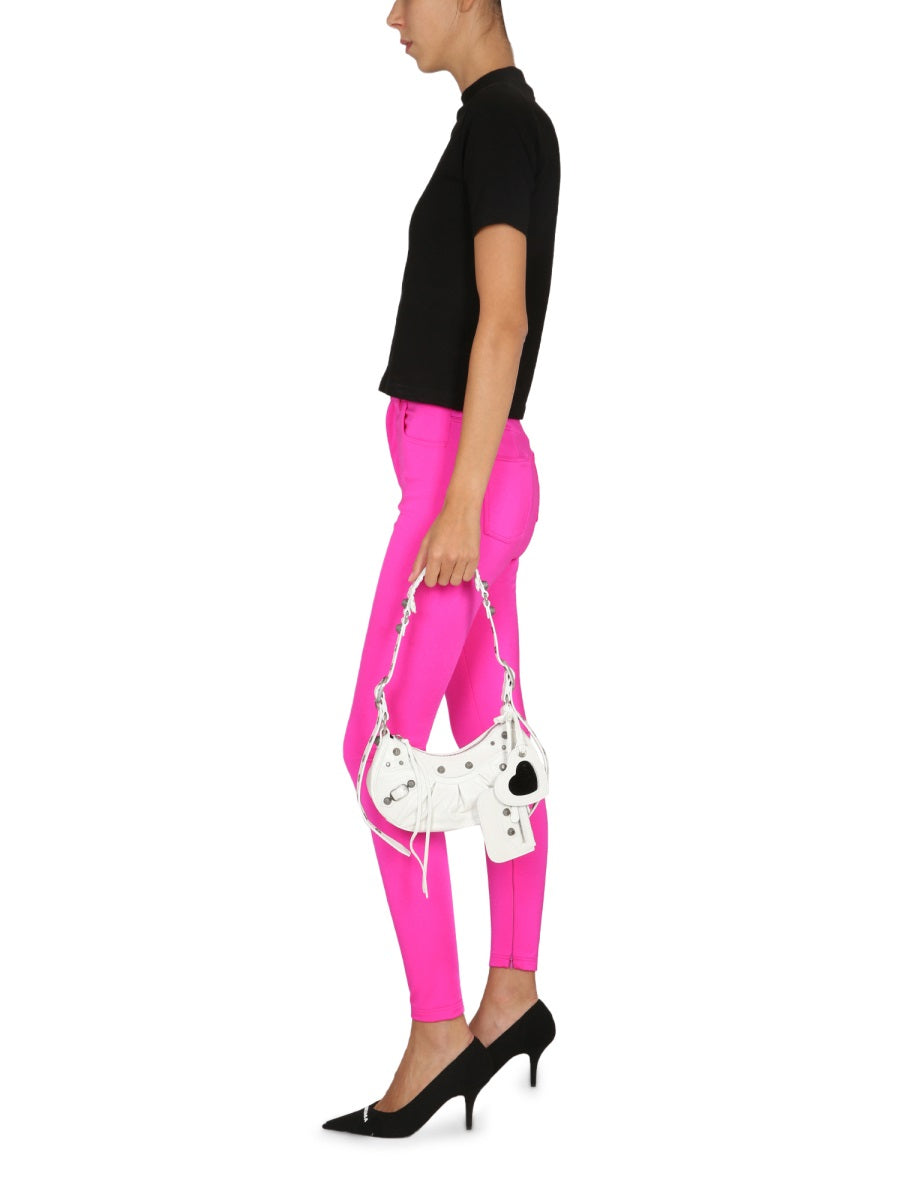 Sculpted Black Nylon Leggings with Belt Loop Detail