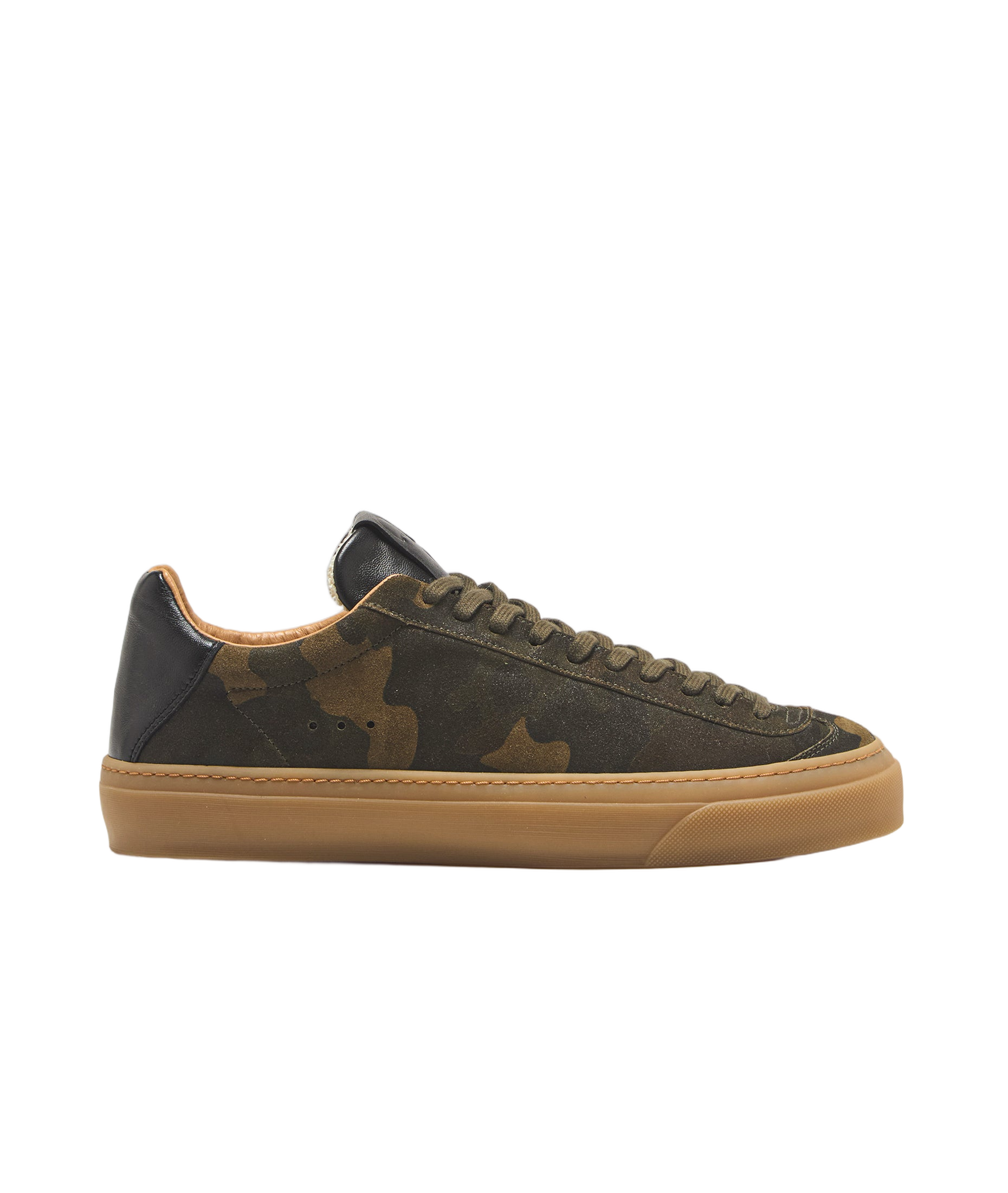 Camouflage Suede And Leather Sneakers