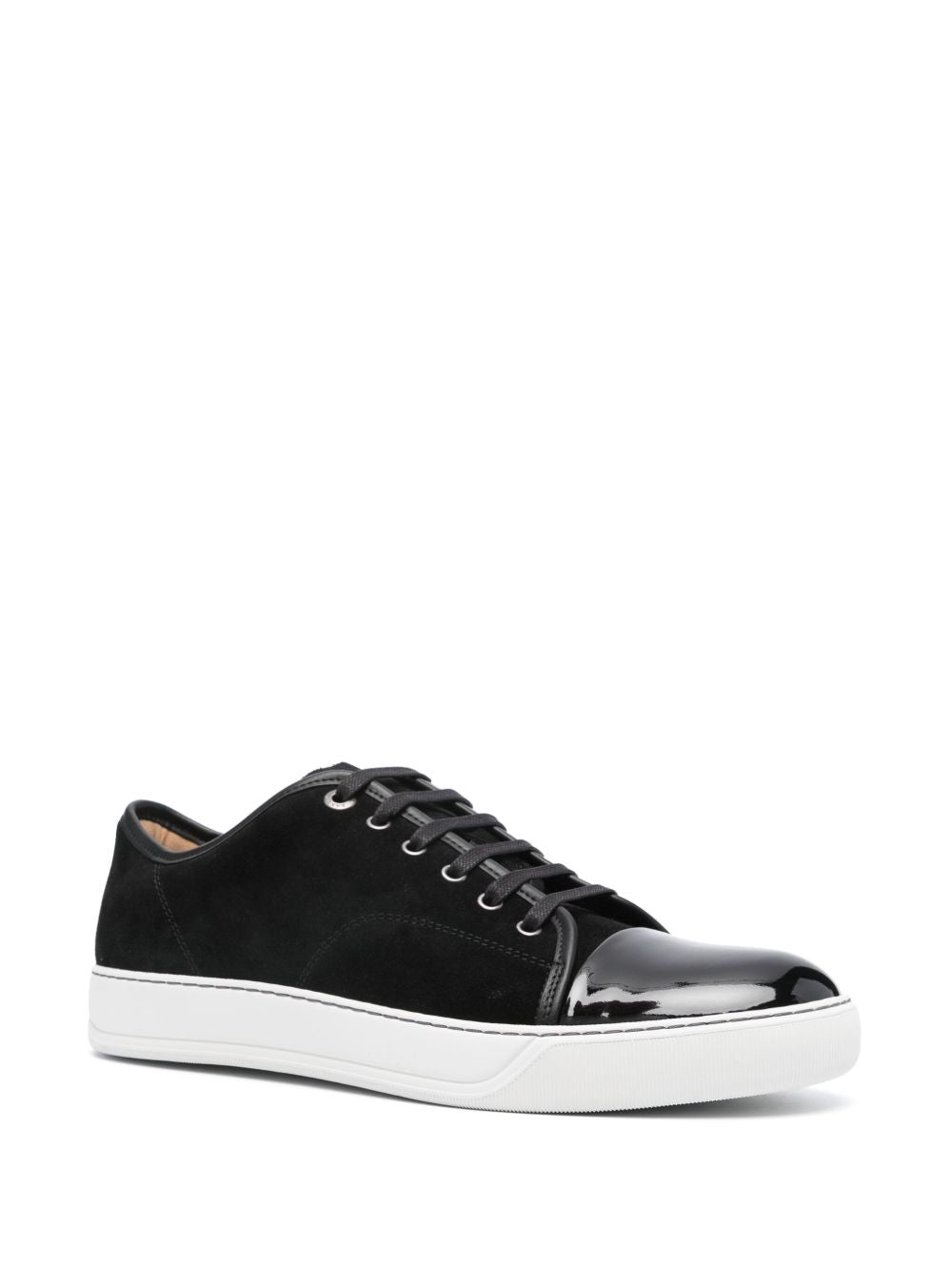 Round Toe Patent Finish Black Sneakers