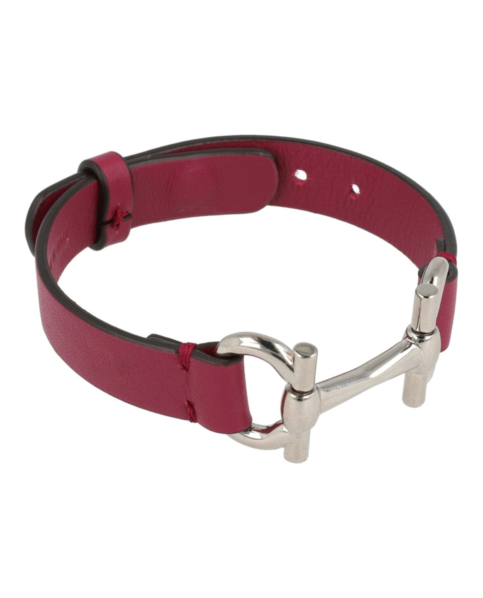 Double Gancini Leather Bracelet with Pin Buckle Closure