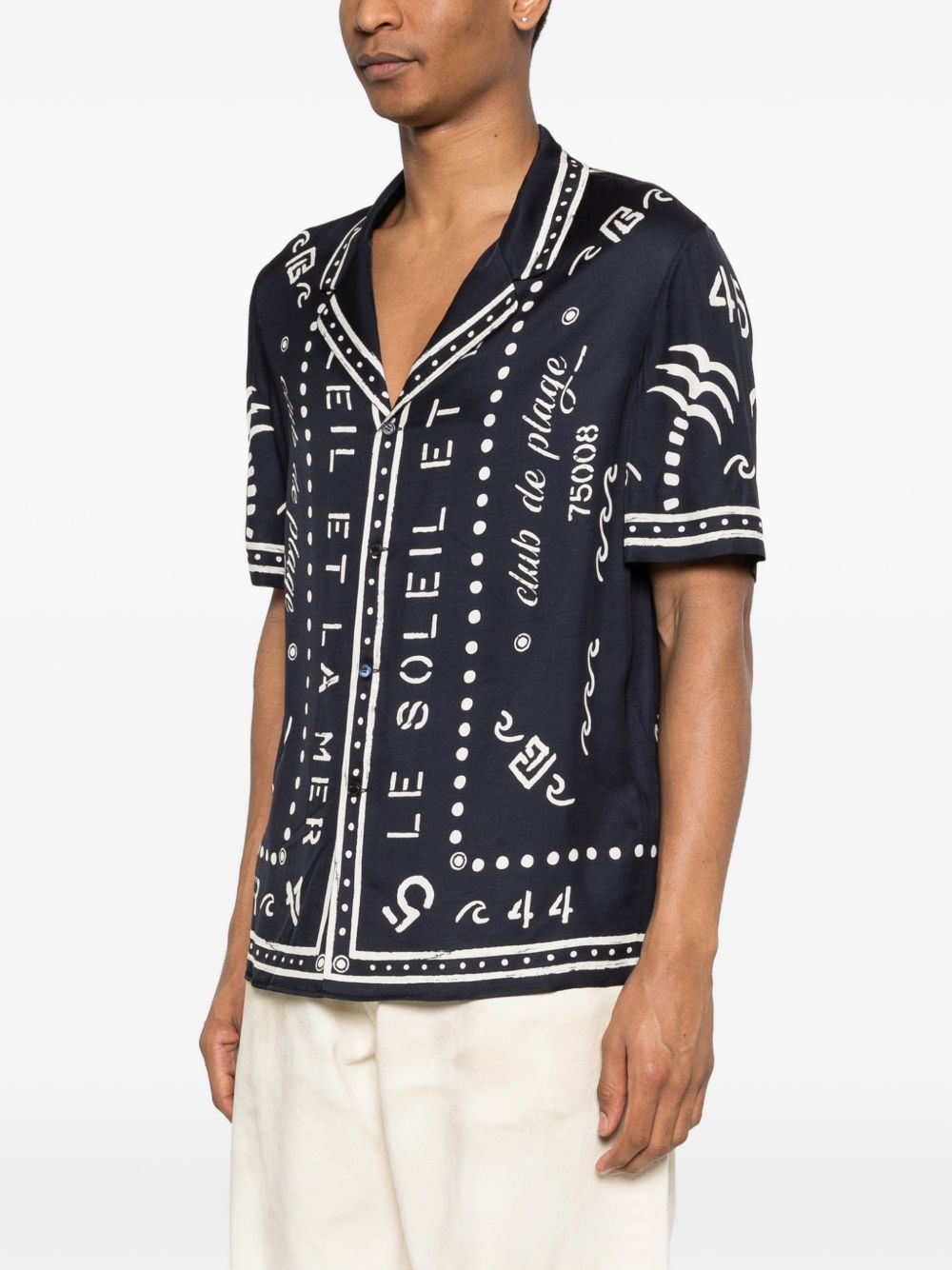 Graphic Print Short-Sleeve Camp Collar Shirt