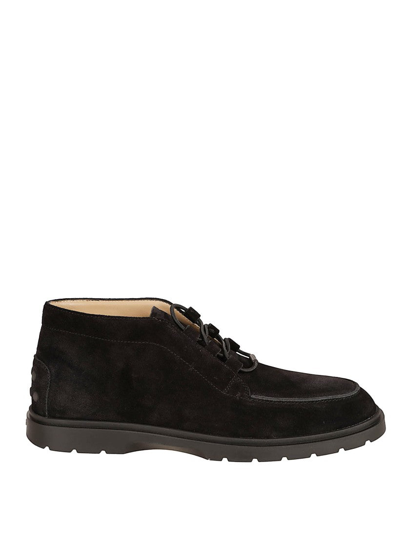 Suede Ankle Boot With Elastic Drawstring