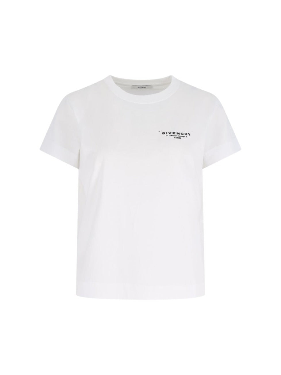 White Contrast Logo T-Shirt With Round Neckline