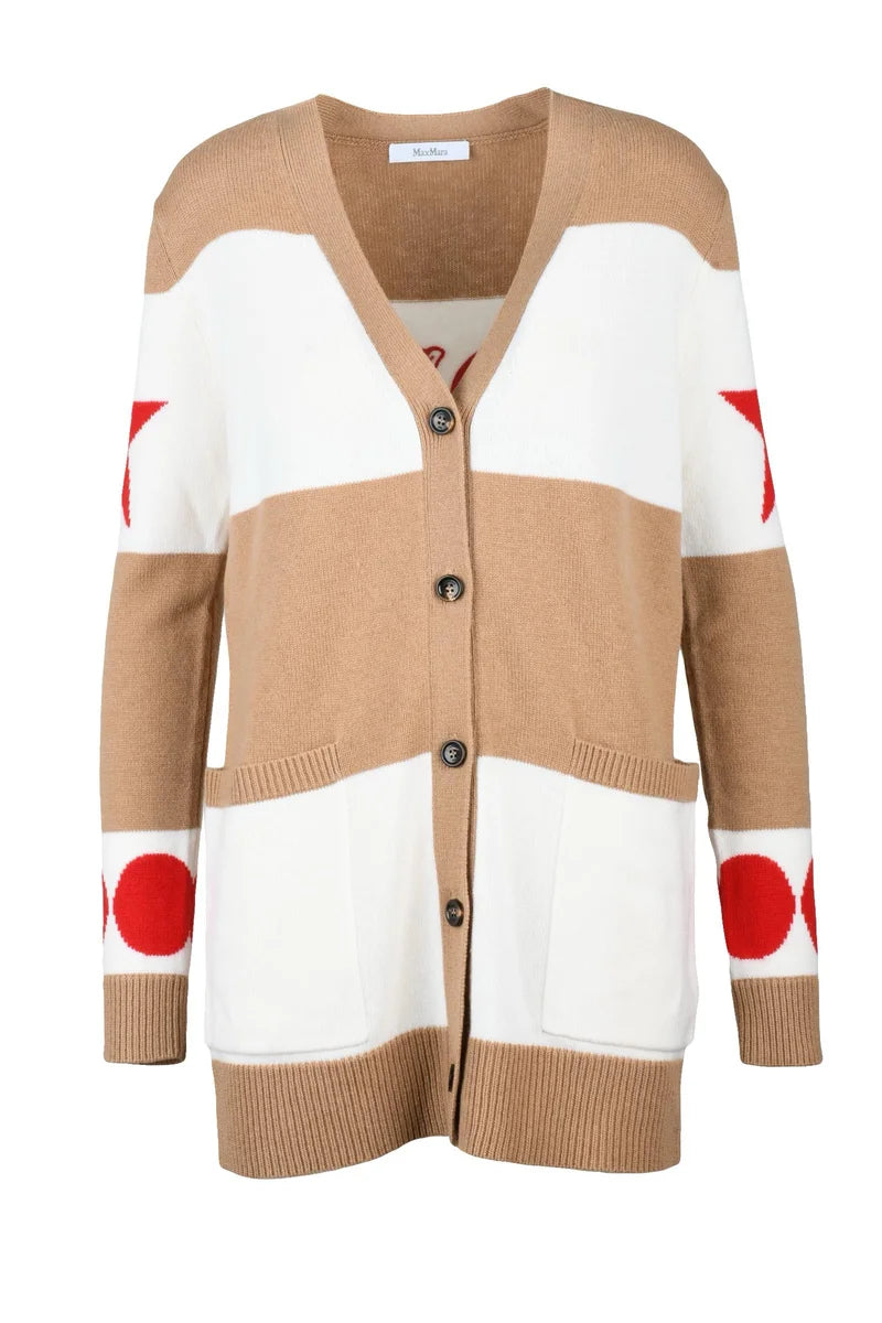 Long Cardigan Wool/Cashmere - Beige/White