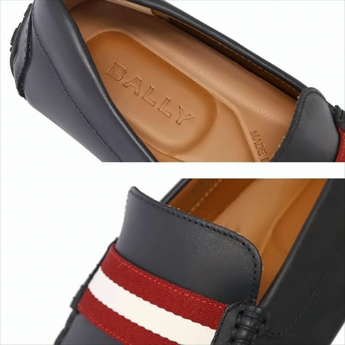 Black Leather Loafers with Red