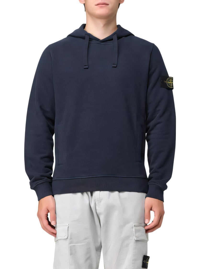 Classic Blue Hoodie With Logo Patch