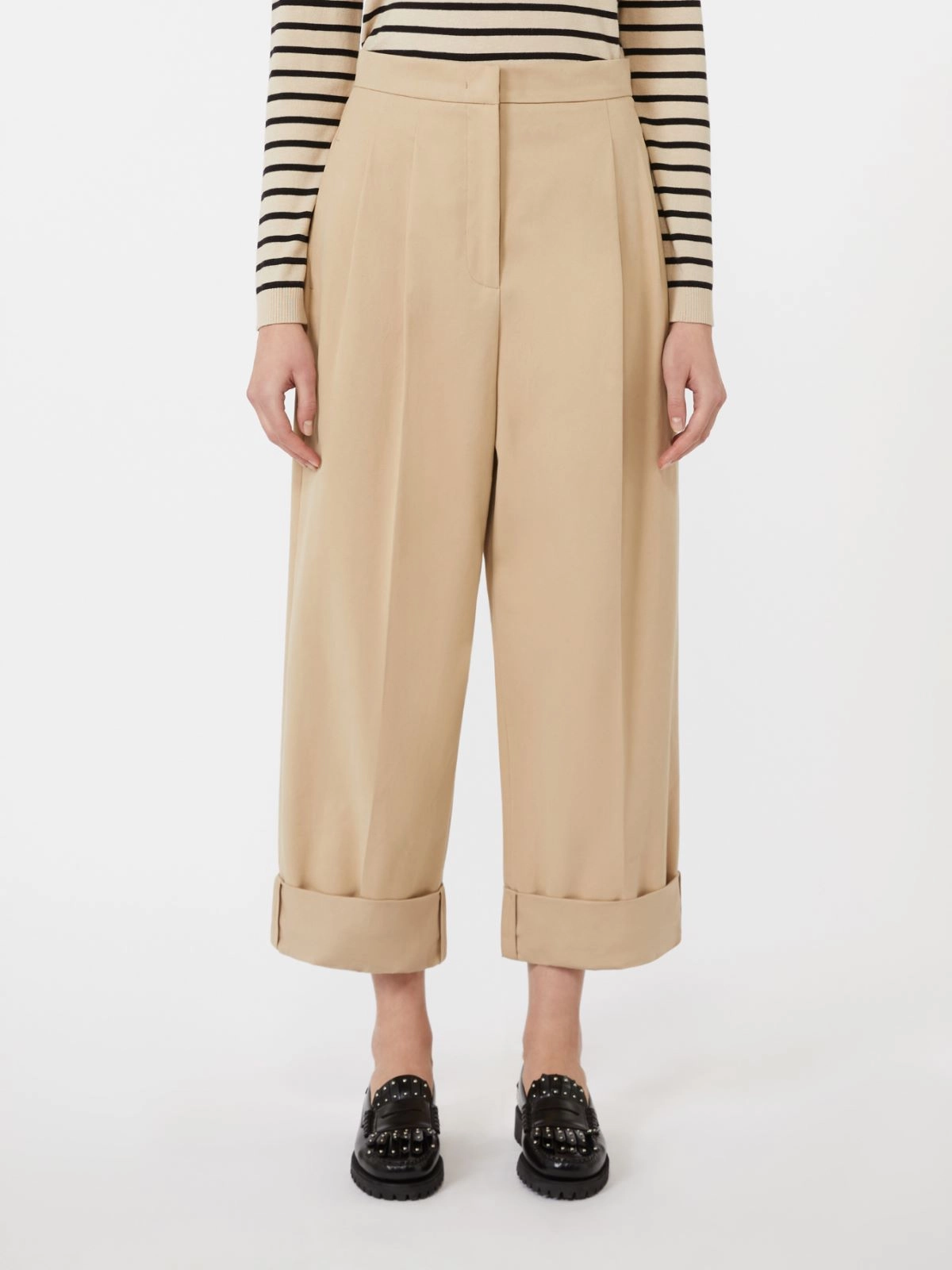 Wide-Leg Pants With Cuffed Hems