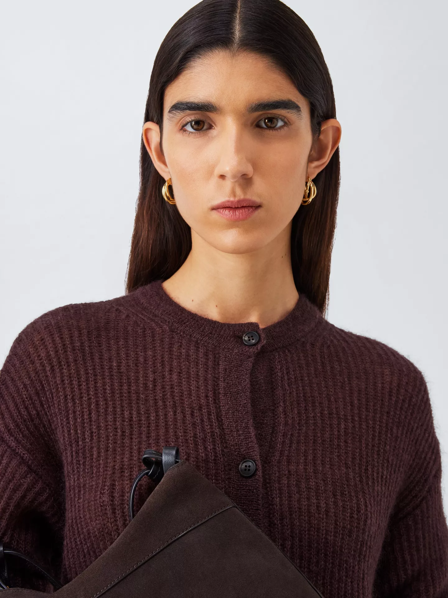 Medium Length Burgundy Cardigan