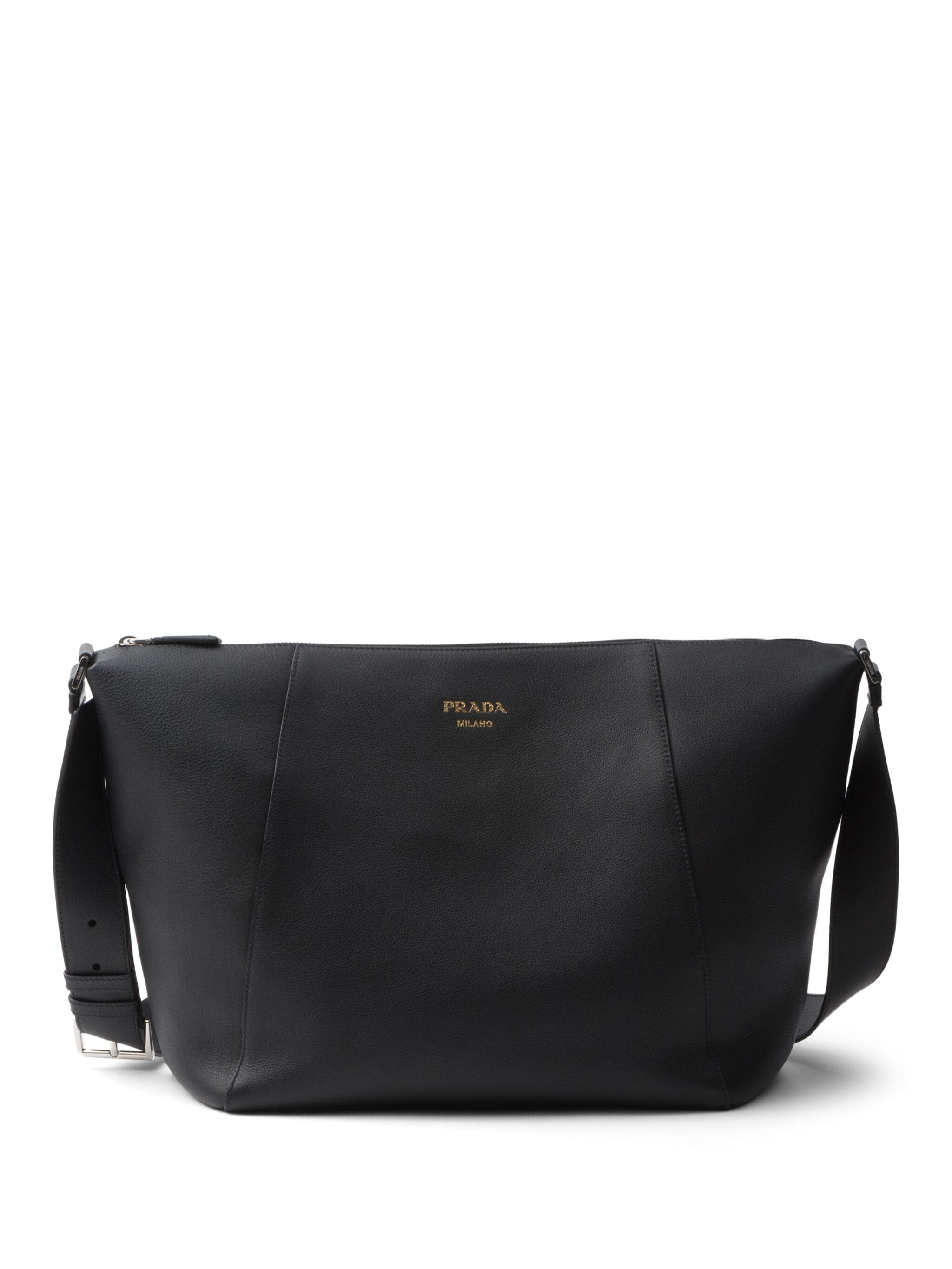 Black Bandoleira Soft Grain Leather Satchel