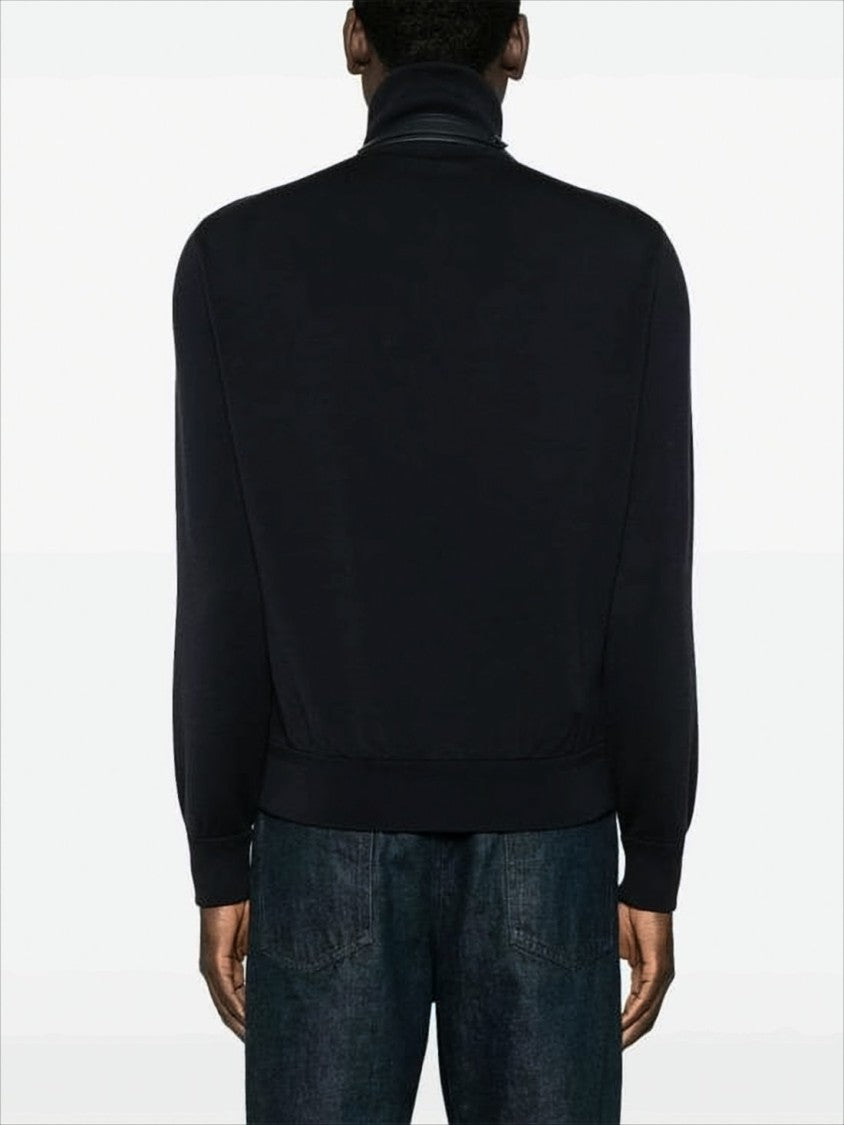 Black Zip Jacket with Ribbed Details