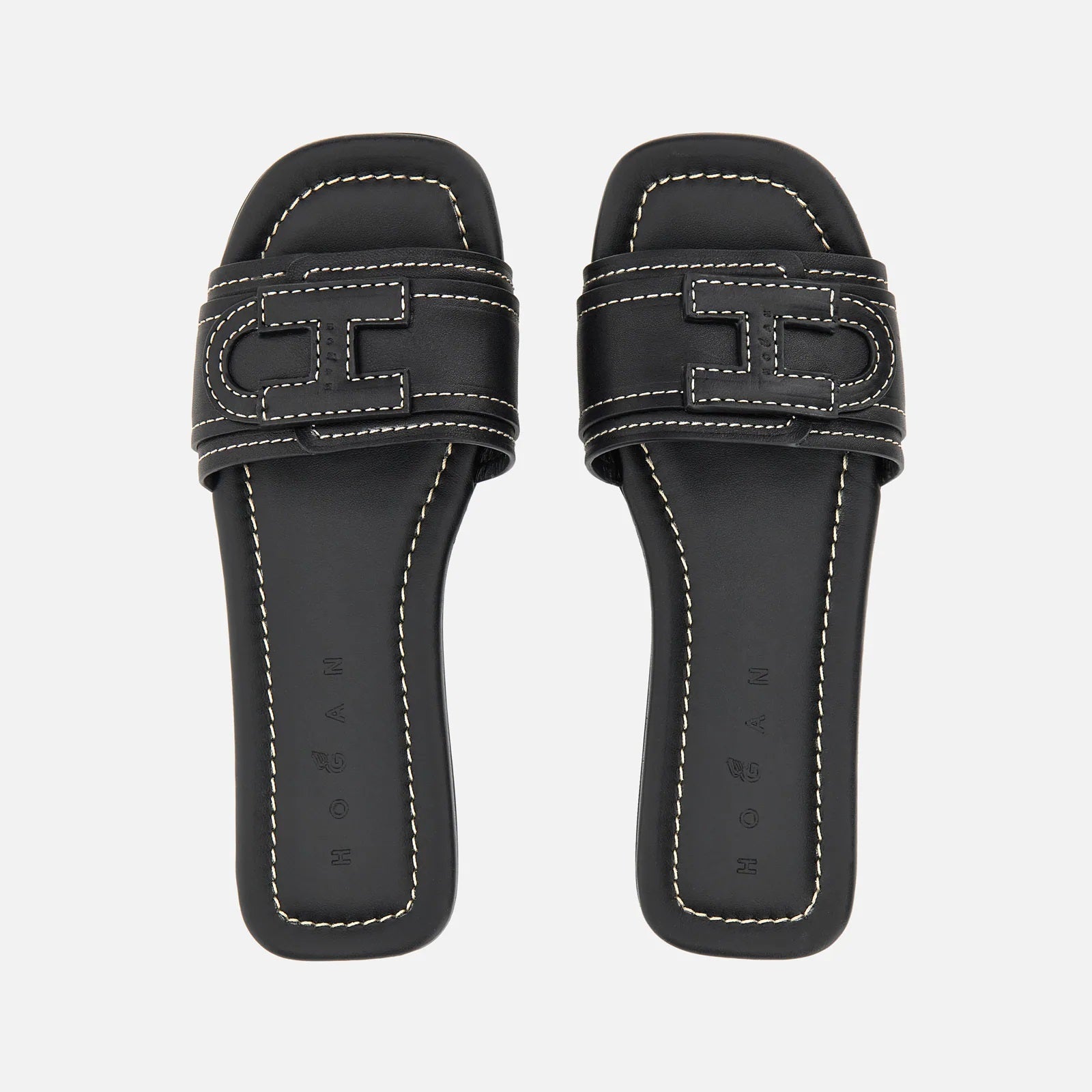 Black H685 Shearling Leather Slides