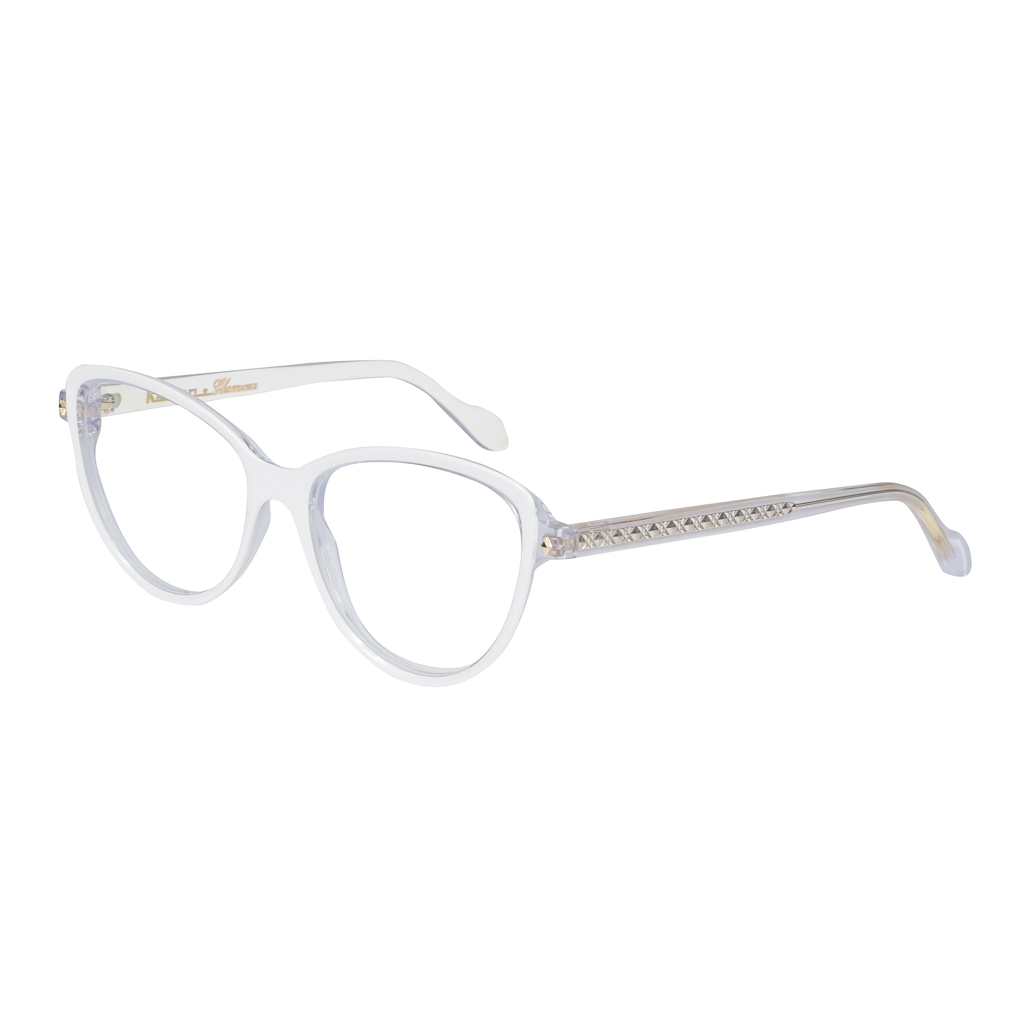 Melany Glamour-V Translucent Cat-Eye Sunglasses with Gold-tone Lattice Accents