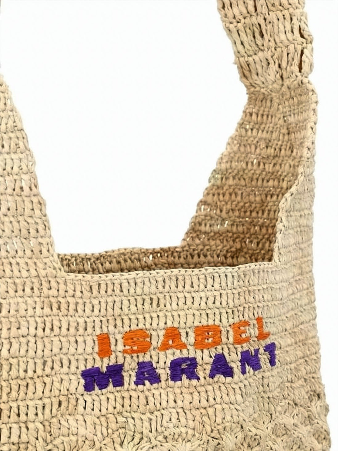 Woven Raffia Shoulder Bag with Embroidered Detailing