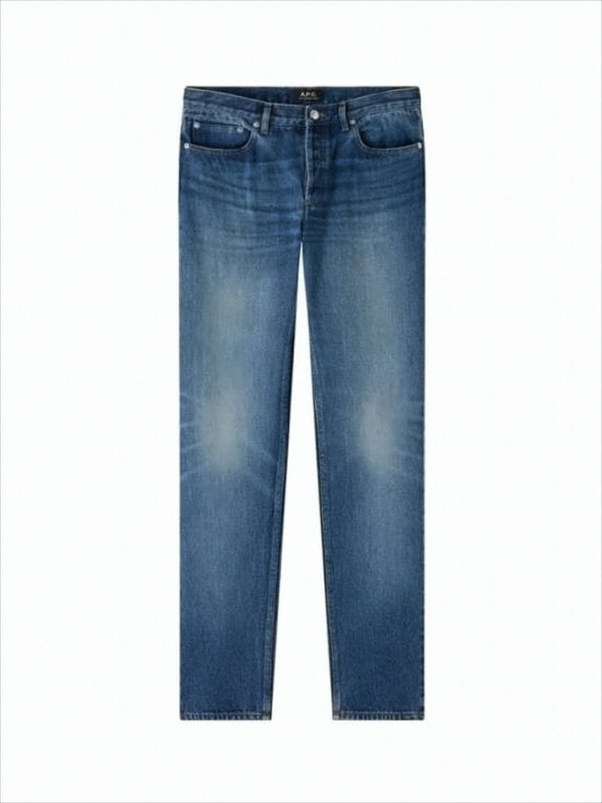 Straight-Leg Denim Pants with Subtle Fading
