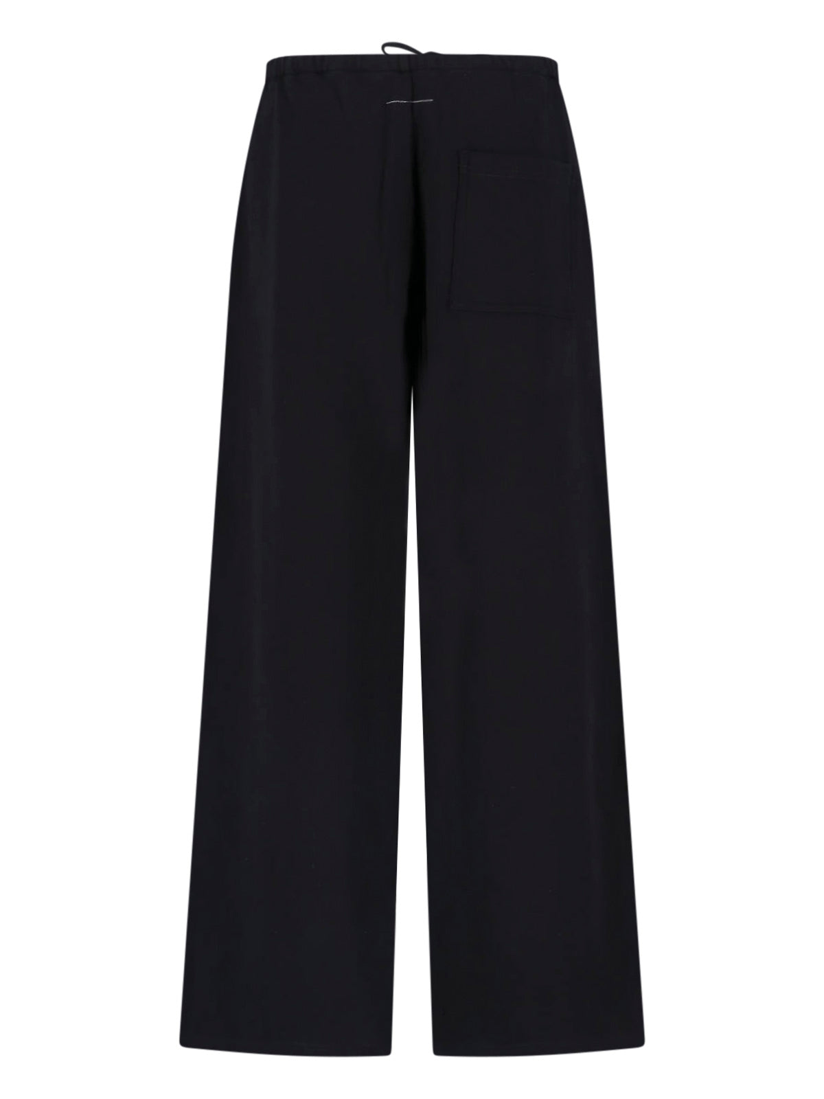 Black Wide-Leg Drawstring Patch Trousers