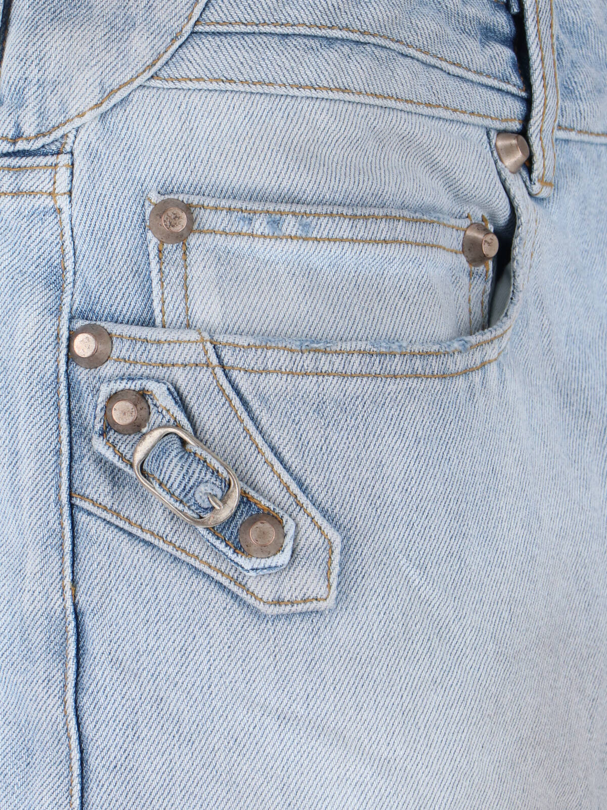 "Le City" Mini Skirt In Light Blue Cotton Denim