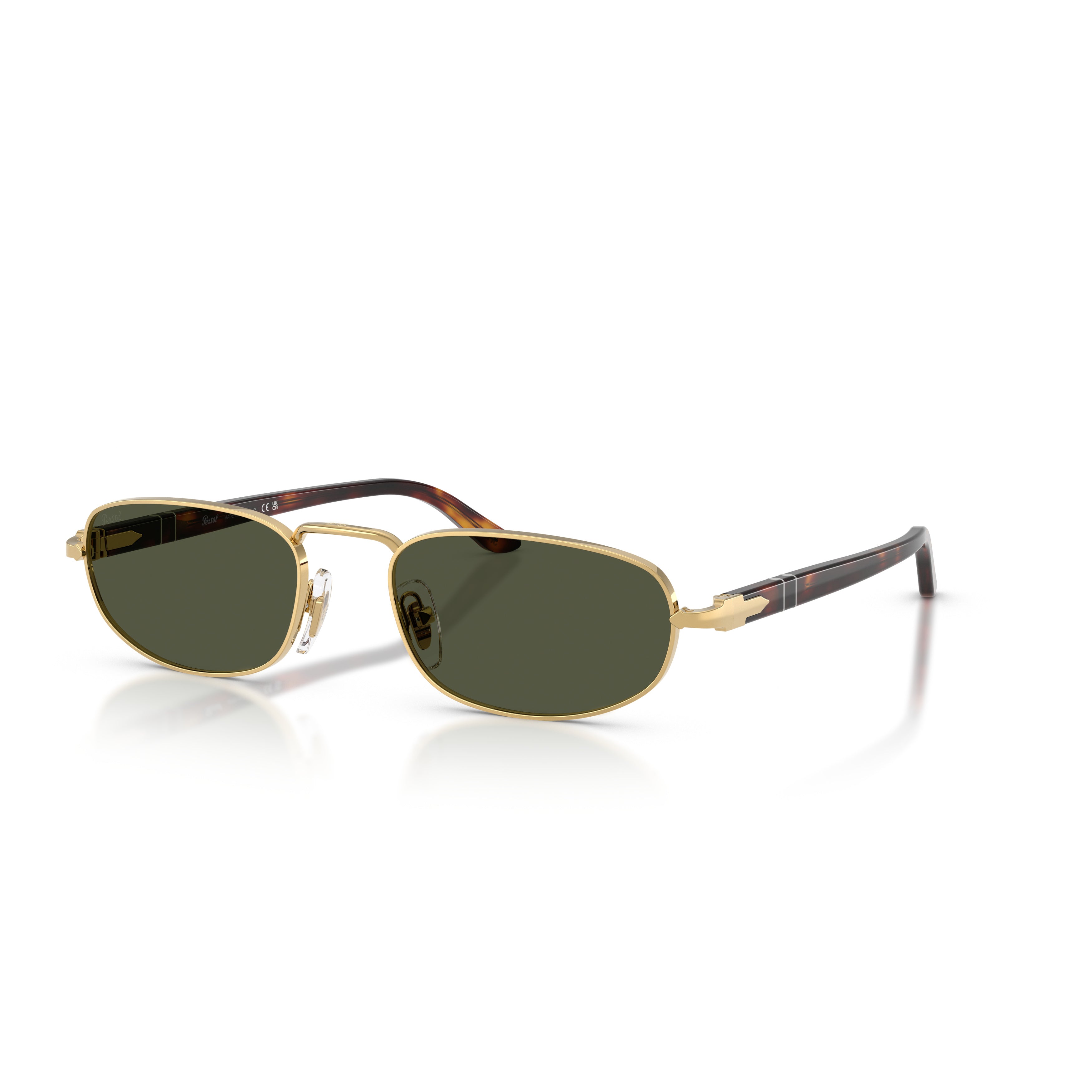 0po1028s Rectangular Gold Frame Sunglasses with Tortoiseshell Temples
