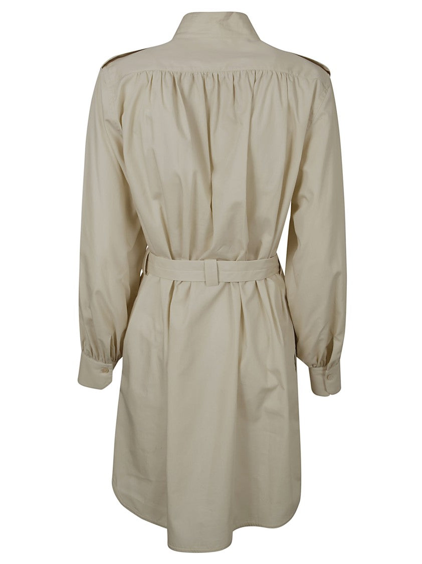 Tailored Button-Down Dress With Cinched Waist