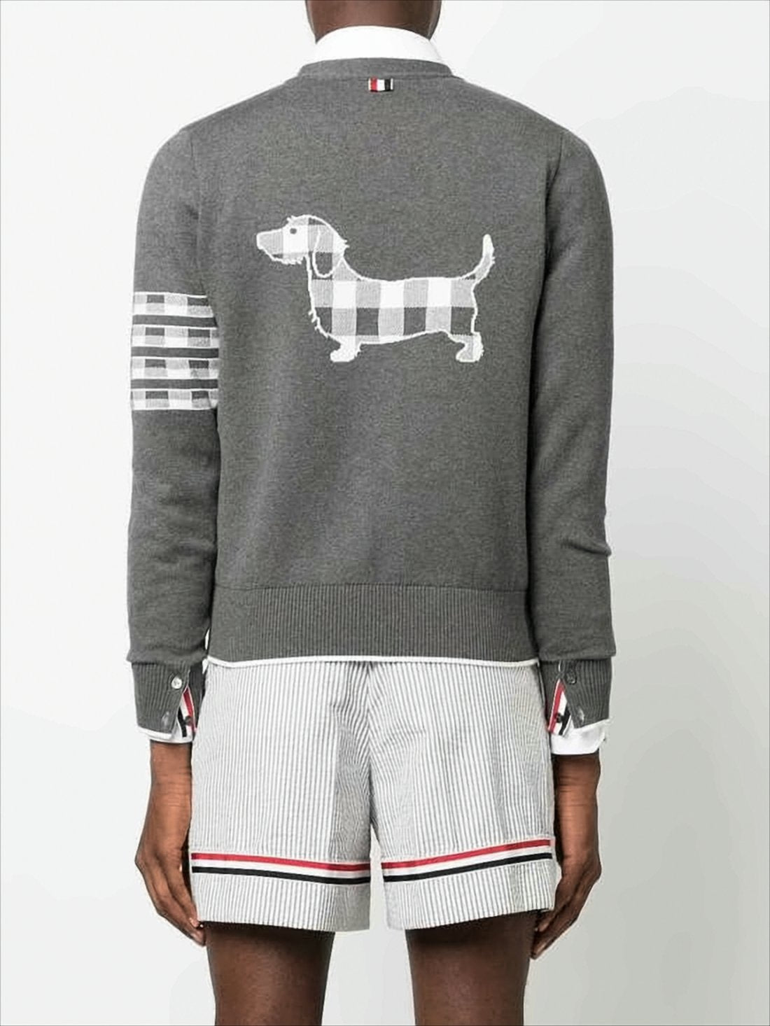 Classic V-Neck Cardigan with Dachshund Graphic