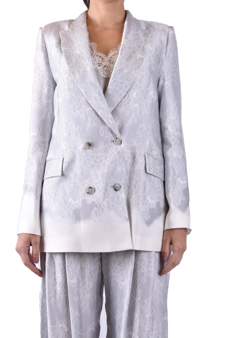 Double-Breasted Blazer With Lace Detailing And Tailored Fit