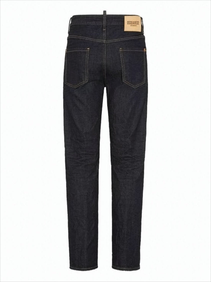 Straight-Leg Denim Pants with Dark Indigo Wash