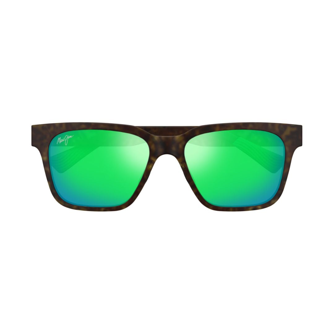 Punikai Rectangular Tortoiseshell Sunglasses with Reflective Green Lenses
