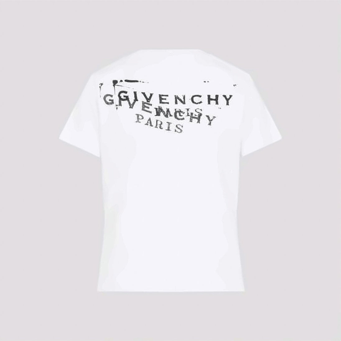 Short-Sleeved Crew Neck T-Shirt with Distressed Logo Prints