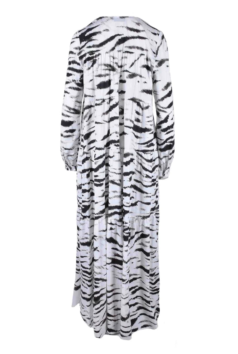 Long Dress with Tie - White/Black