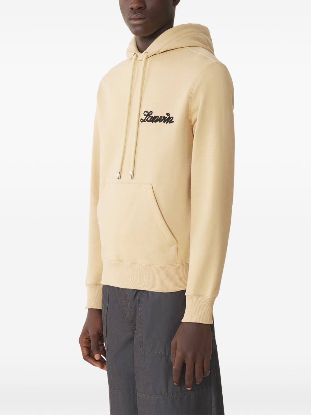 Beige Relaxed-Fit Hoodie with Adjustable Drawstring