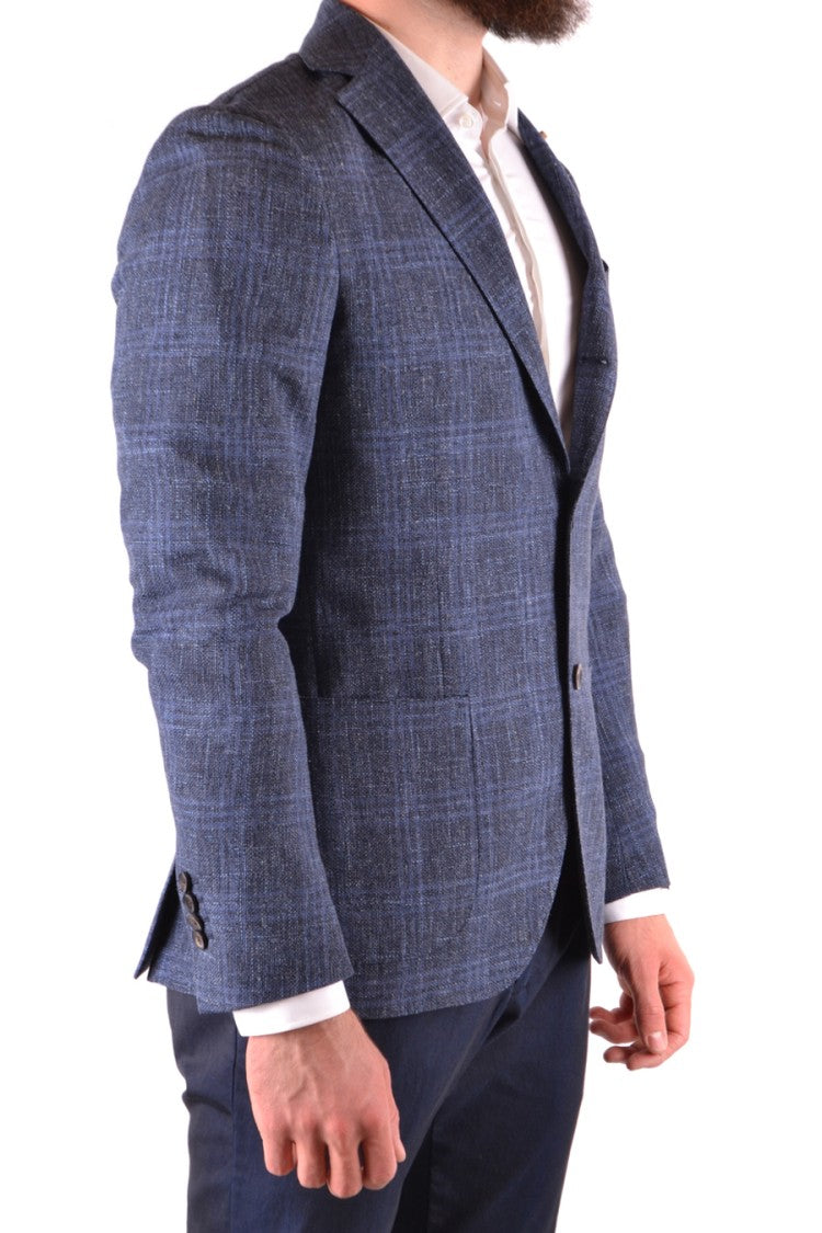 Tailored Blazer With Subtle Check Pattern