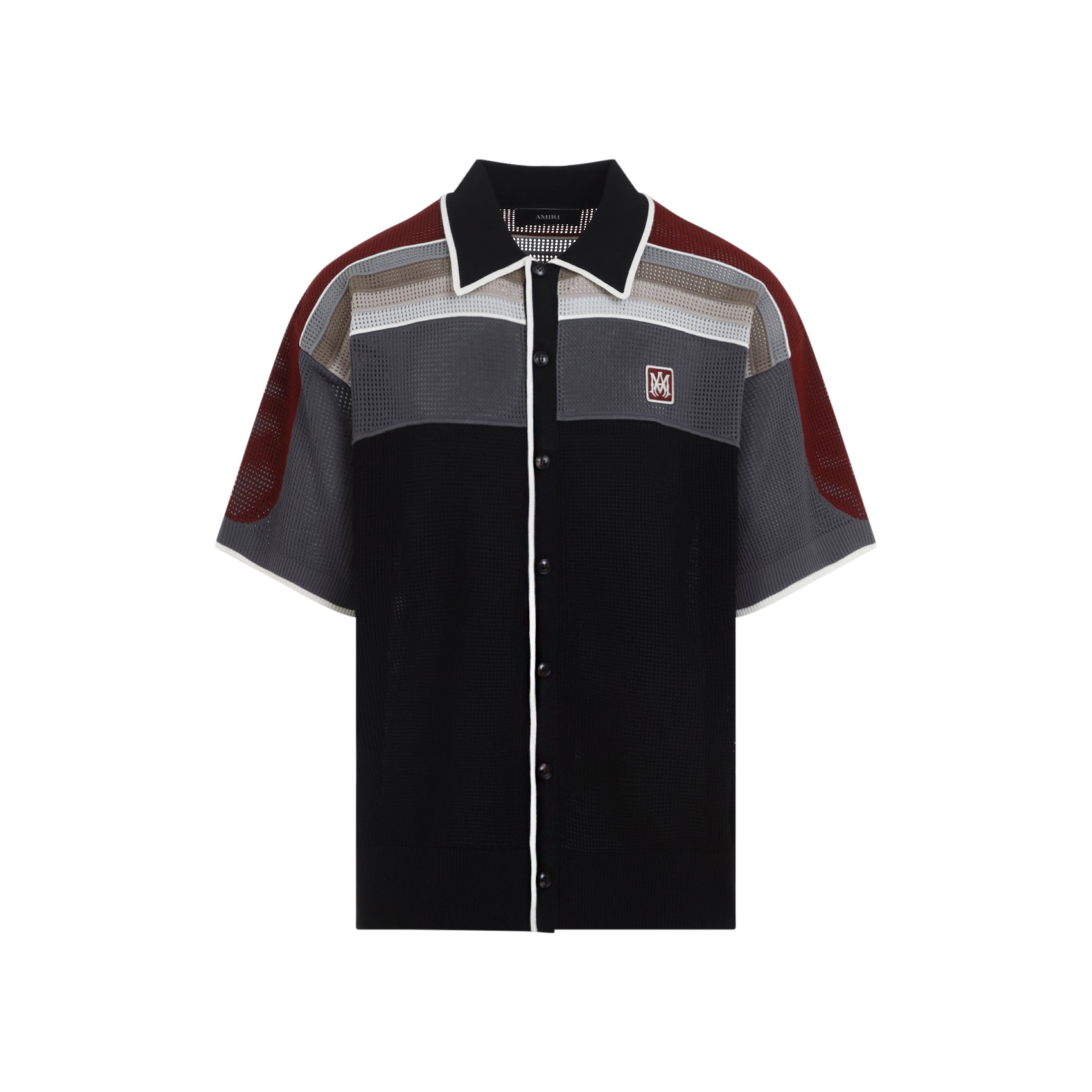 Color-Block Short-Sleeve Shirt With Button-Down Front