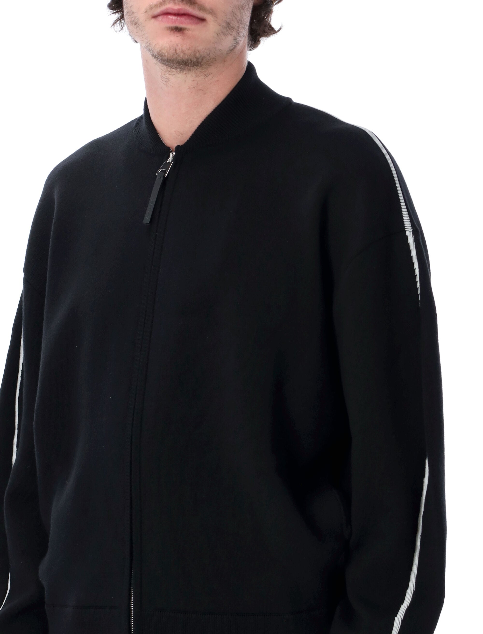 Logo Knit Jacket with Zip-Front Closure