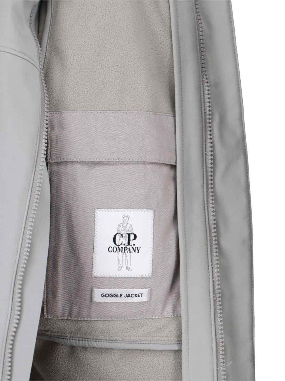 Sleeveless Light Grey Jacket With High Collar And Detachable Hood
