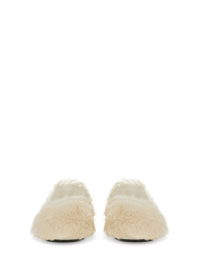 Pointed-Toe Low Calfskin Slipper With Textured Finish